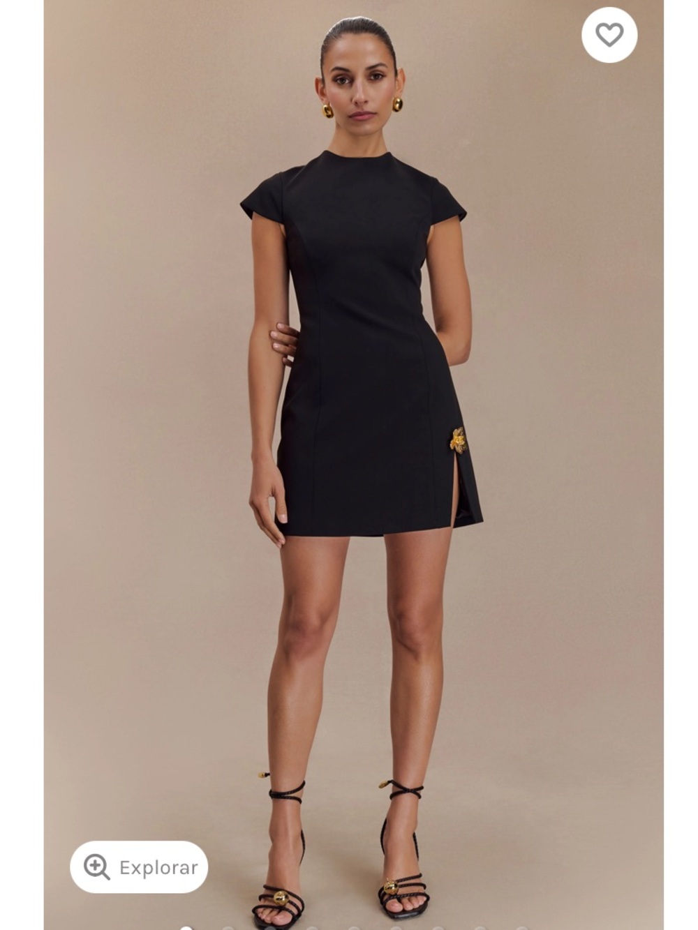 Meshki Black Mini Dress with Gold Detail